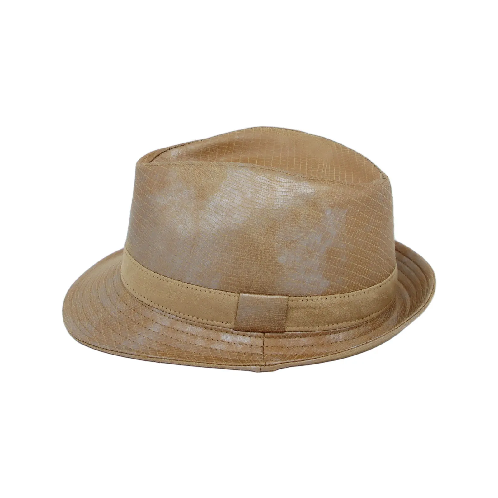 Fedora Hat Classic Faux Leather Short Brim with Band GN61332