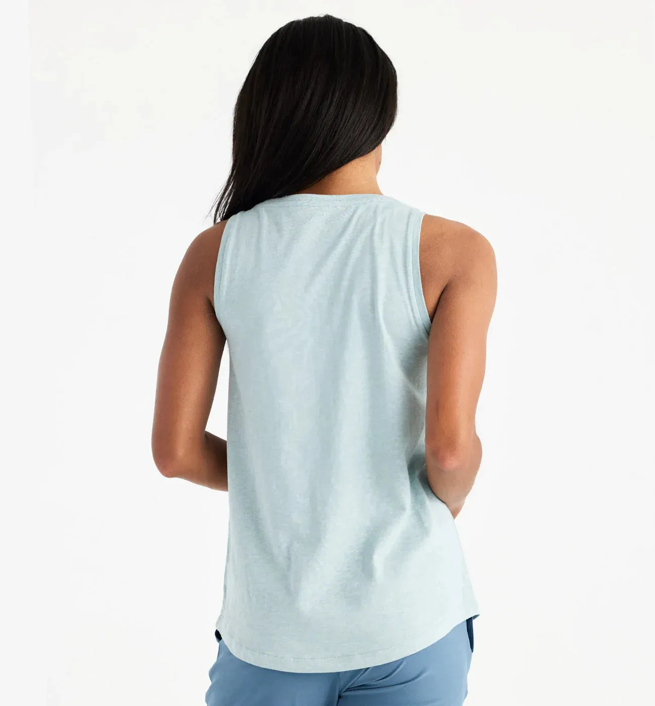 Free Fly Women's Bamboo Heritage Tank in Heather Ocean Mist