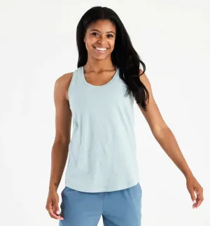 Free Fly Women's Bamboo Heritage Tank in Heather Ocean Mist