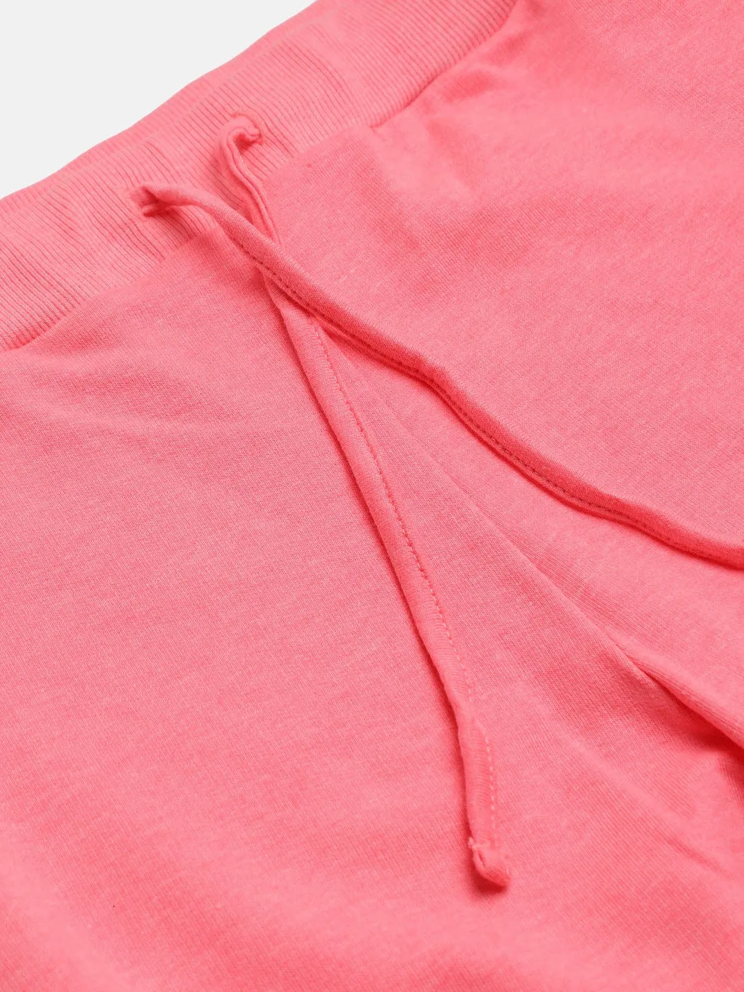 Girls Neon Pink Terry Basic Drawstring Joggers