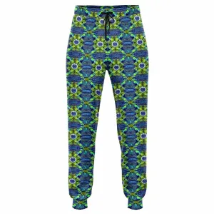 Green Funky Patterned Athletic Joggers: Bold & Durable High-Definition Wear