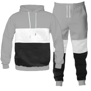 Grey & Black Color Block Hoodie & Jogger Set