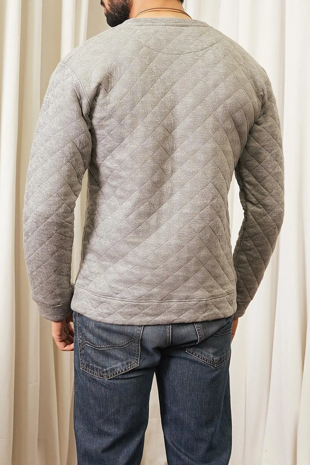 Grey Diamond Knit Sweat Shirt