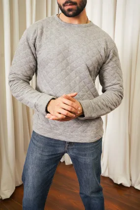 Grey Diamond Knit Sweat Shirt