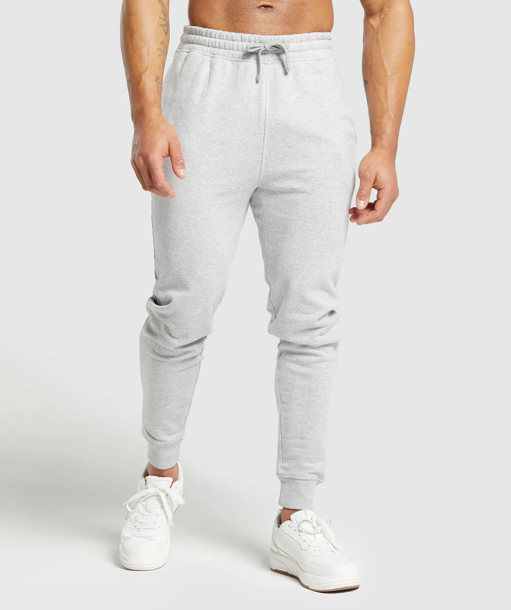 Gymshark Crest Joggers - Light Grey Marl