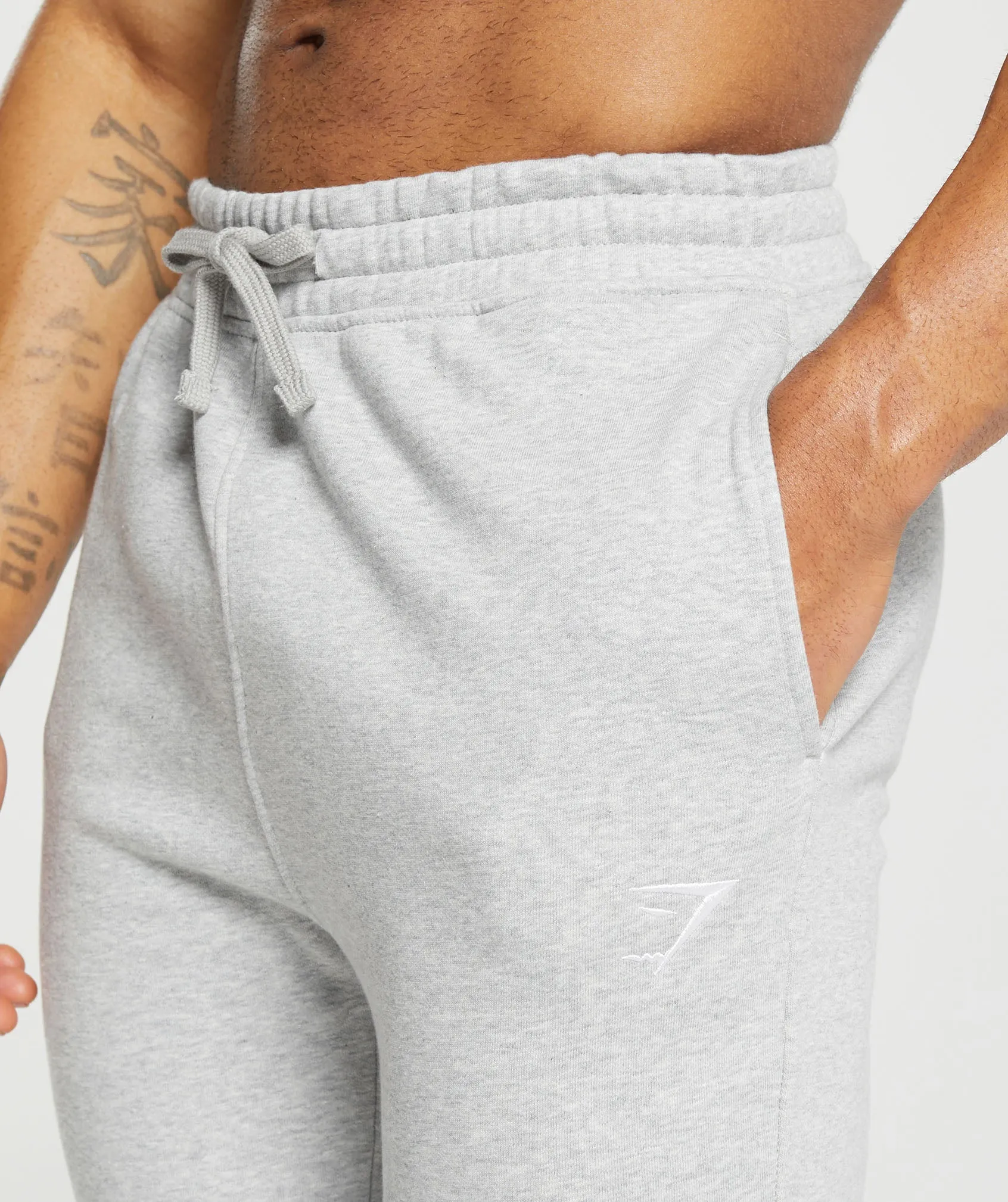 Gymshark Crest Joggers - Light Grey Marl