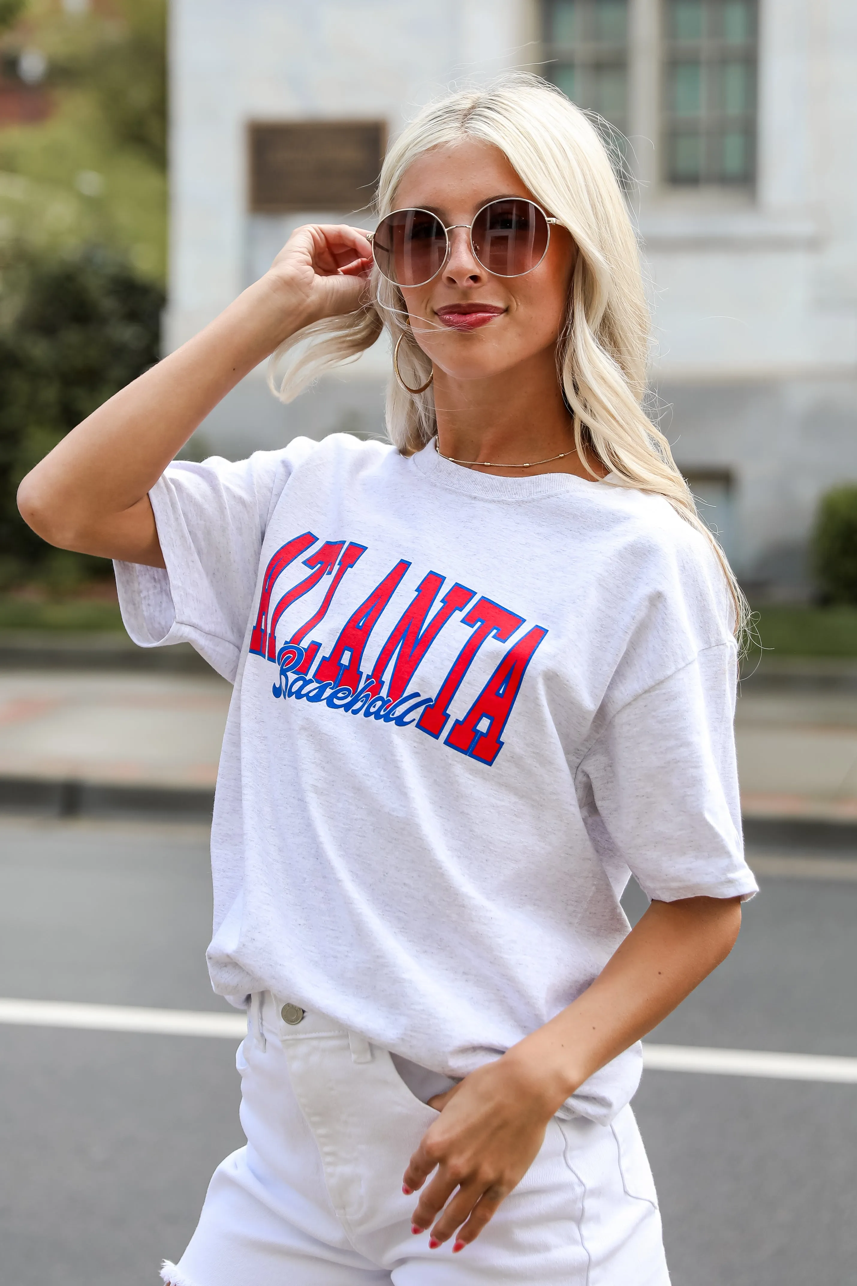 Heather Grey Atlanta Baseball Tee