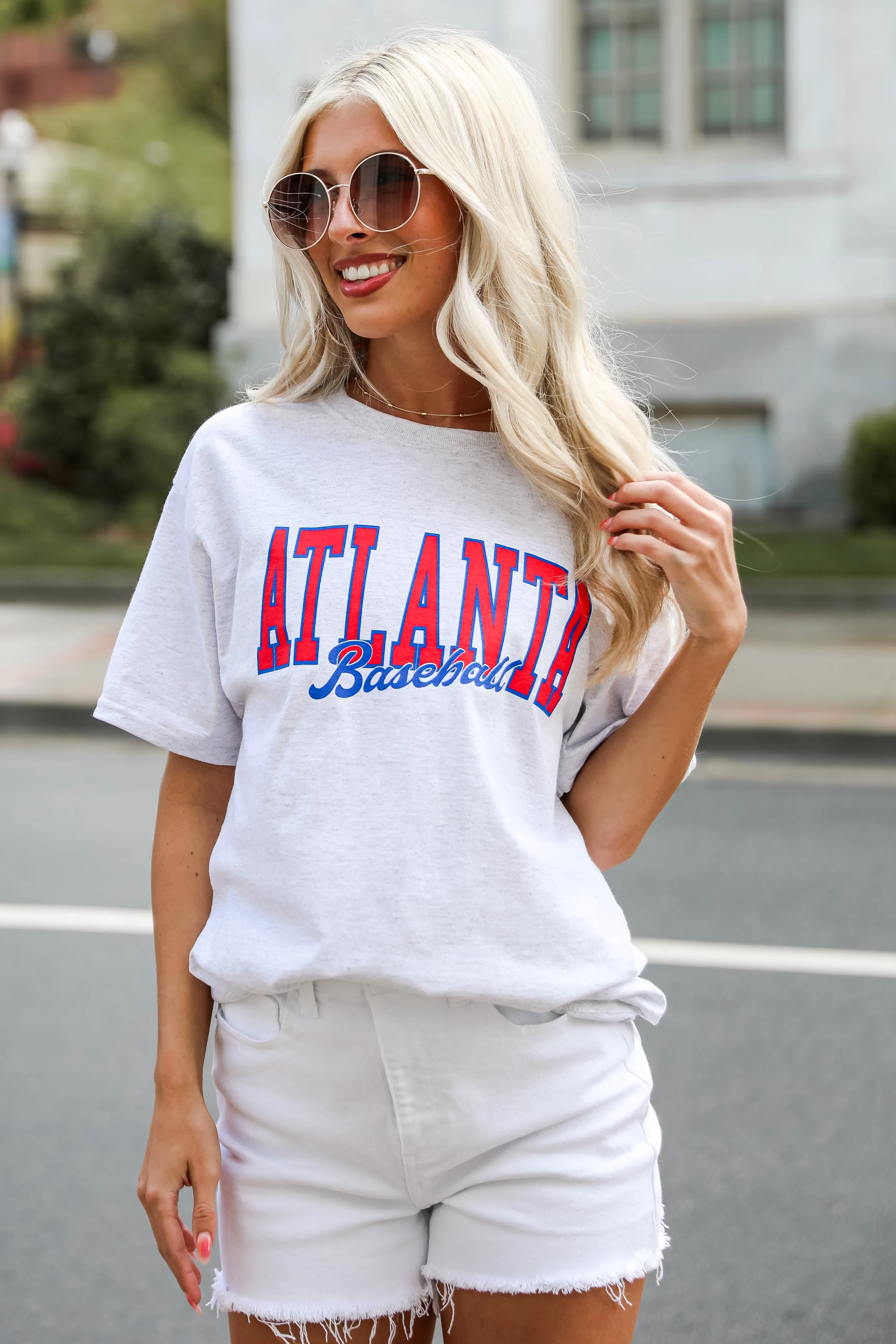 Heather Grey Atlanta Baseball Tee