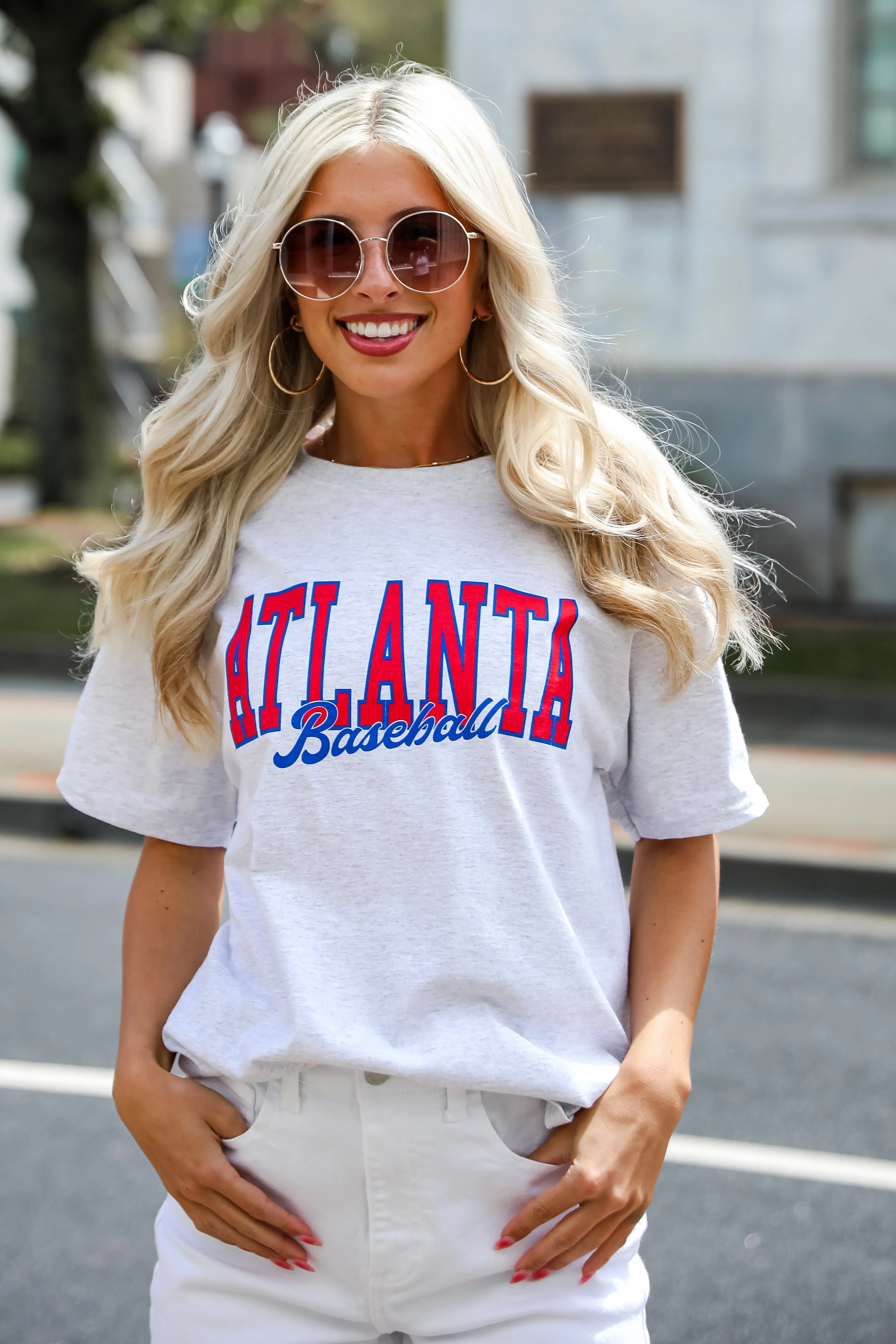 Heather Grey Atlanta Baseball Tee