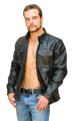 Heavy Snap Up Biker Leather Shirt - Special #MS778SP ()