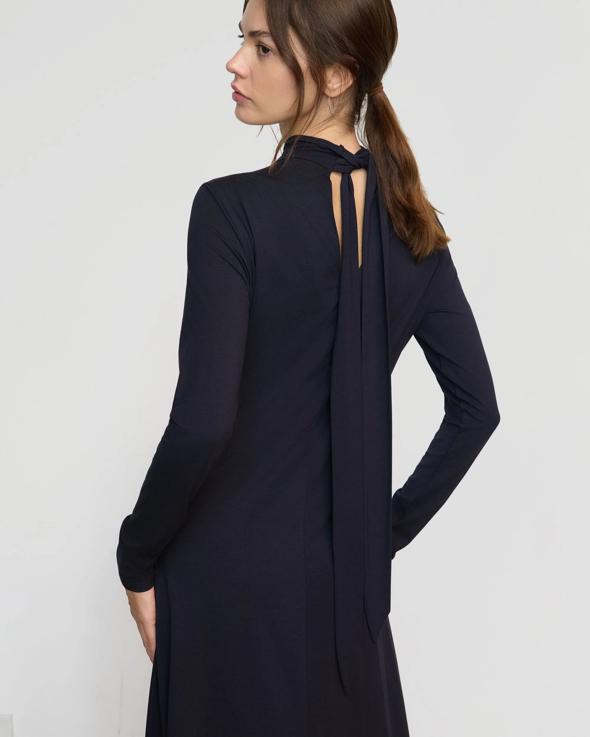 Helena Scarf-Neck Jersey Dress