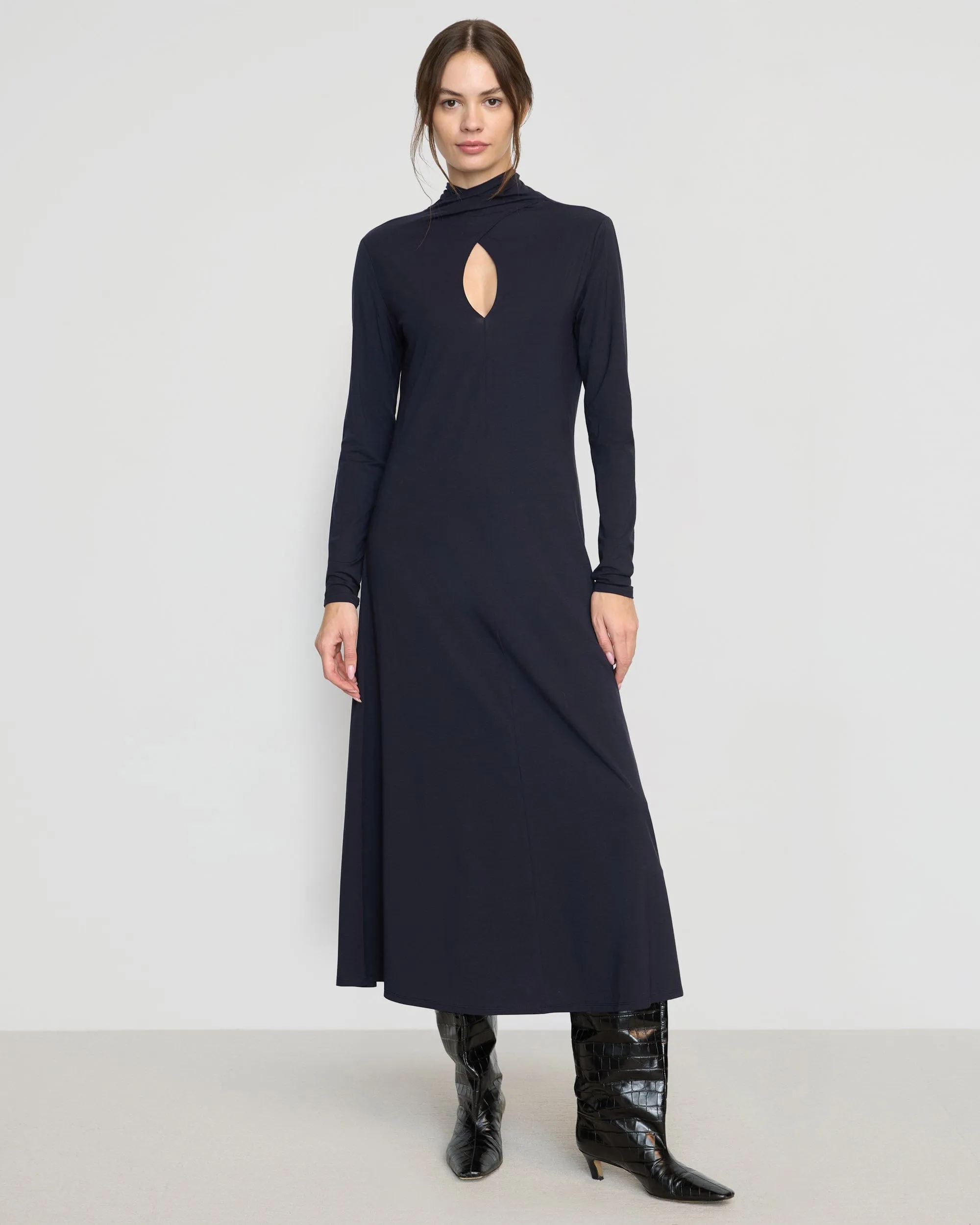 Helena Scarf-Neck Jersey Dress