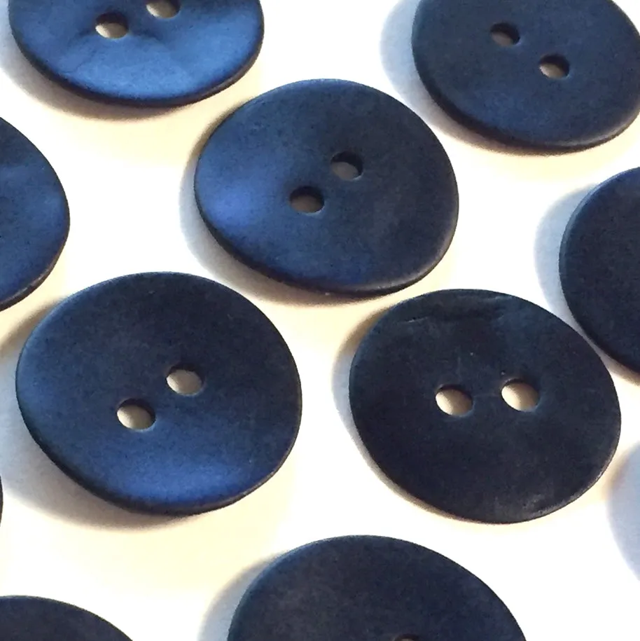 Indigo/Navy Velvet Large Agoya Shell 1-1/8" 2-hole Button, #1207