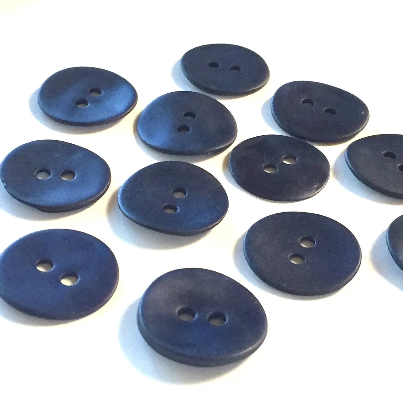 Indigo/Navy Velvet Matte Agoya Shell 3/4"/ 20mm 2-Hole Button, #SK-1208