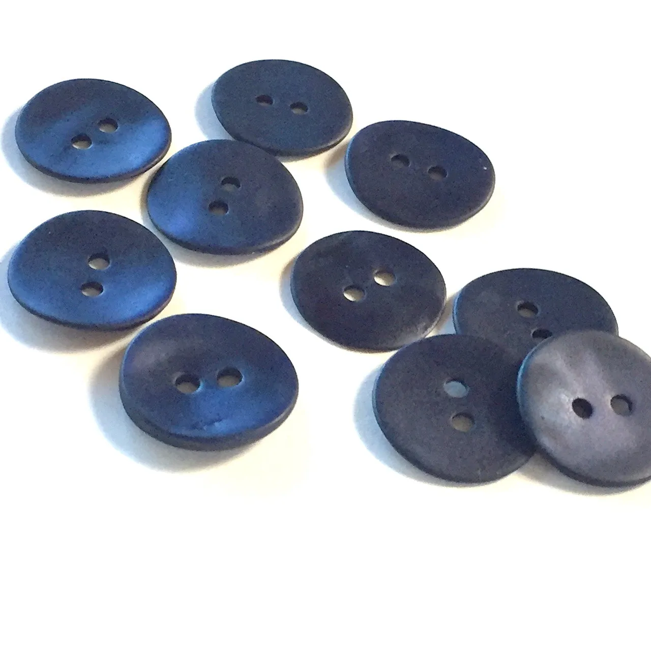 Indigo/Navy Velvet Matte Agoya Shell 3/4"/ 20mm 2-Hole Button, #SK-1208