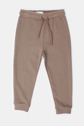 Infant Boys Beige Solid Active Pants