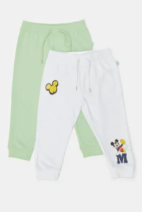 Infant Boys Blue And White Mickey Mouse Active Pants Set (2 Piece)