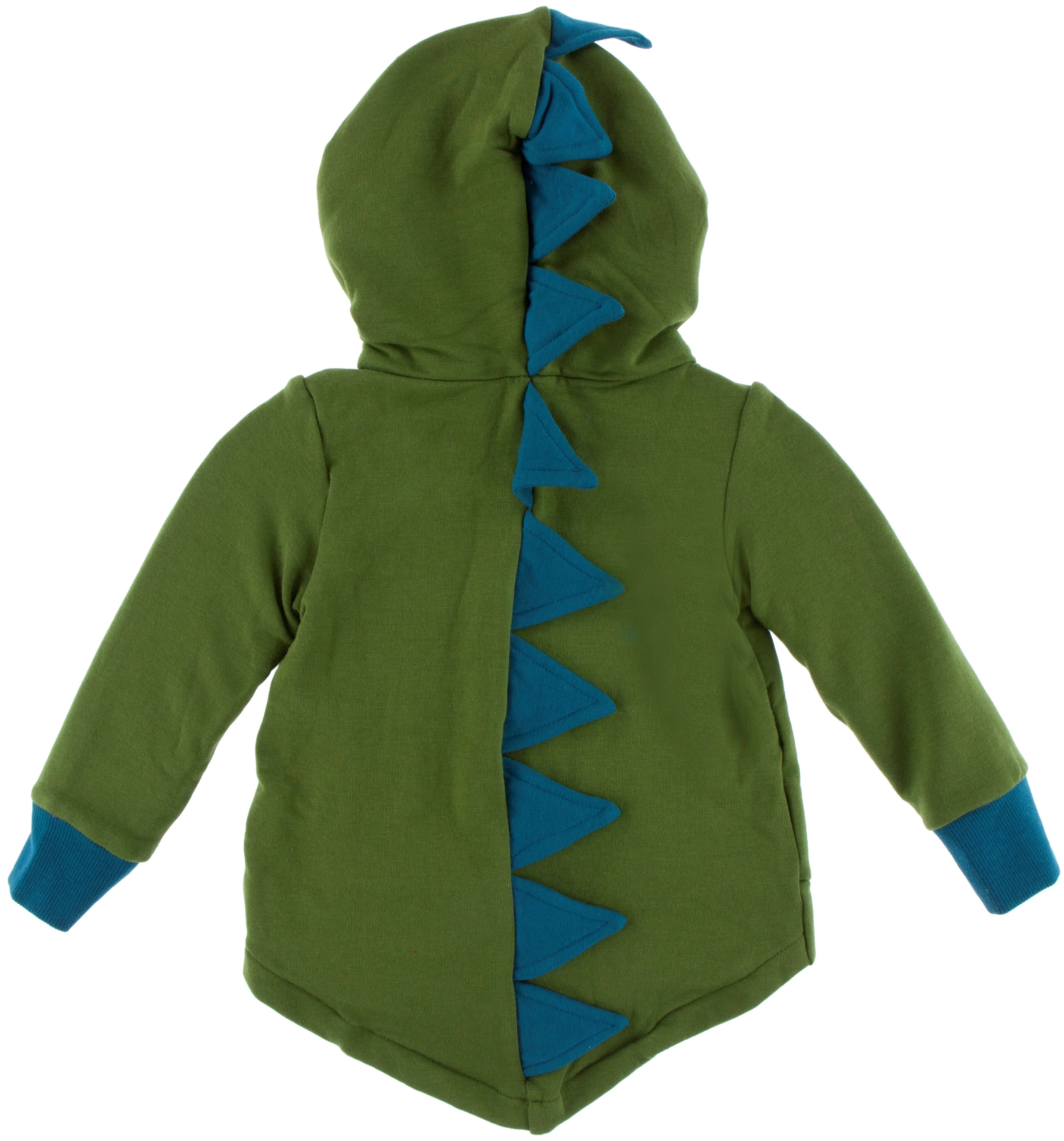 KicKee Pants Fleece Dino Hooded Jacket-Moss with Heritage Blue