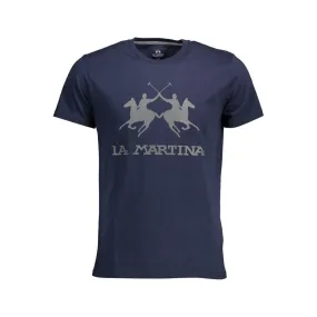 La Martina Chic Crew Neck Cotton Tee in Blue