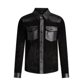 Leather Trim Suede Shirt