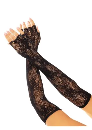 Leg Avenue Seamless Opera Length Floral Net Fingerless Gloves