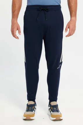 Men Navy Printed Active Pants