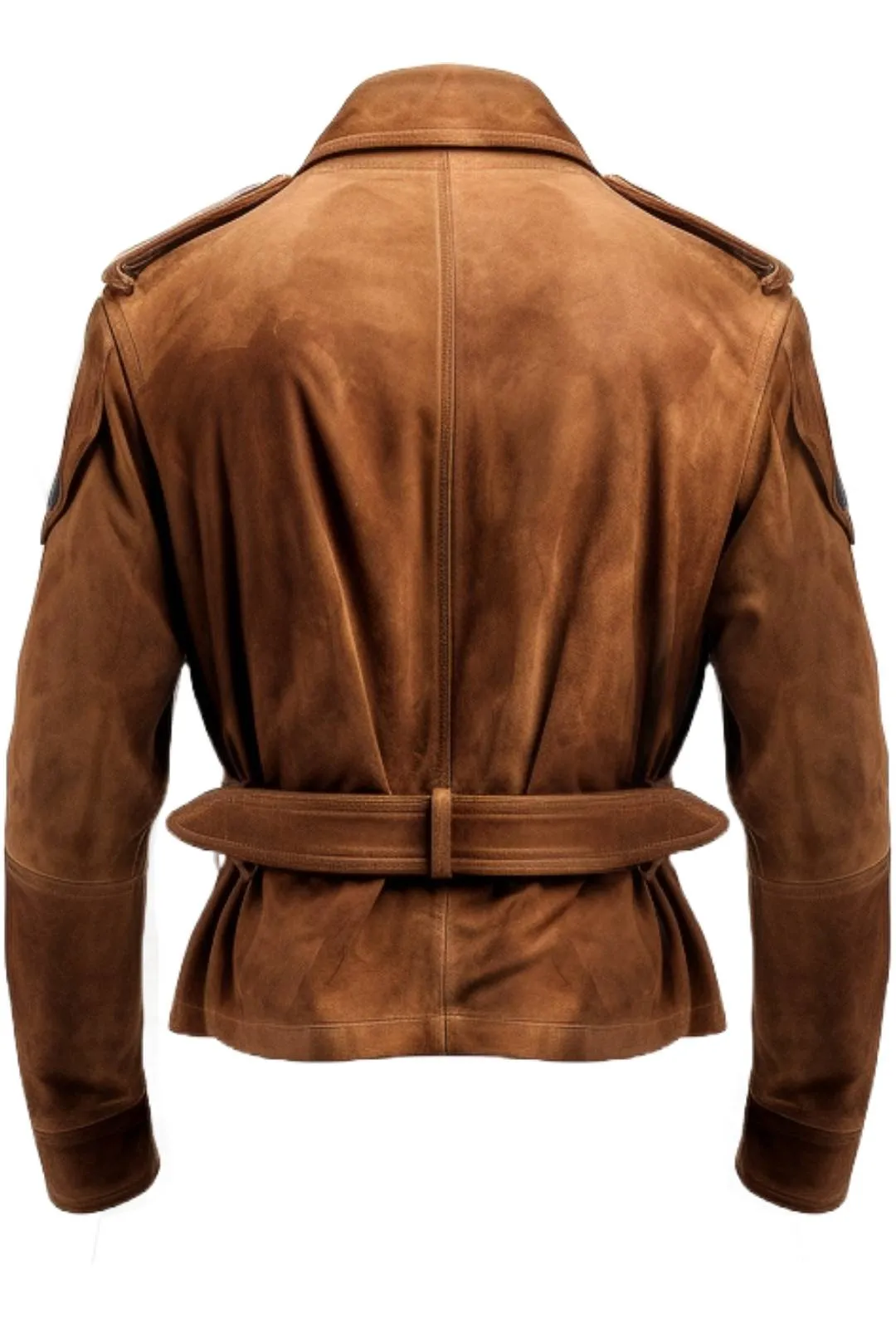 Men Strap Pockets Suede Leather Jacket