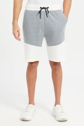 Men White And Grey Active Shorts