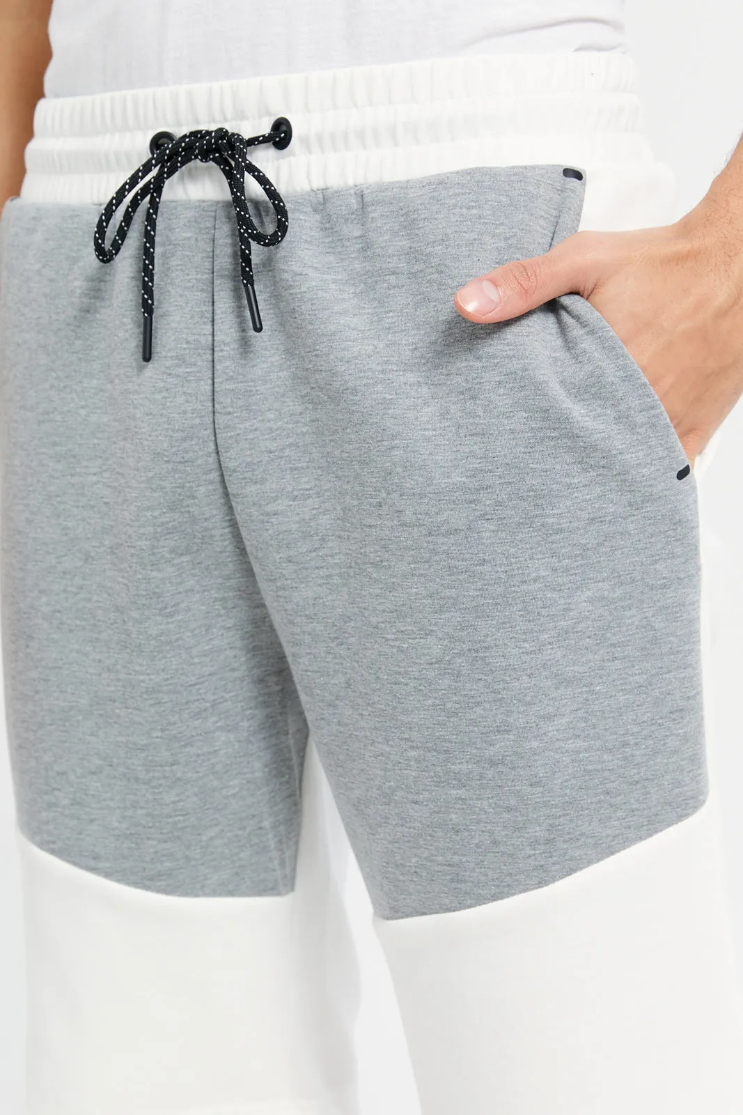 Men White And Grey Active Shorts