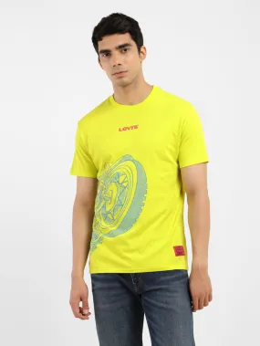 Men's Graphic Print Slim Fit T-shirt Green