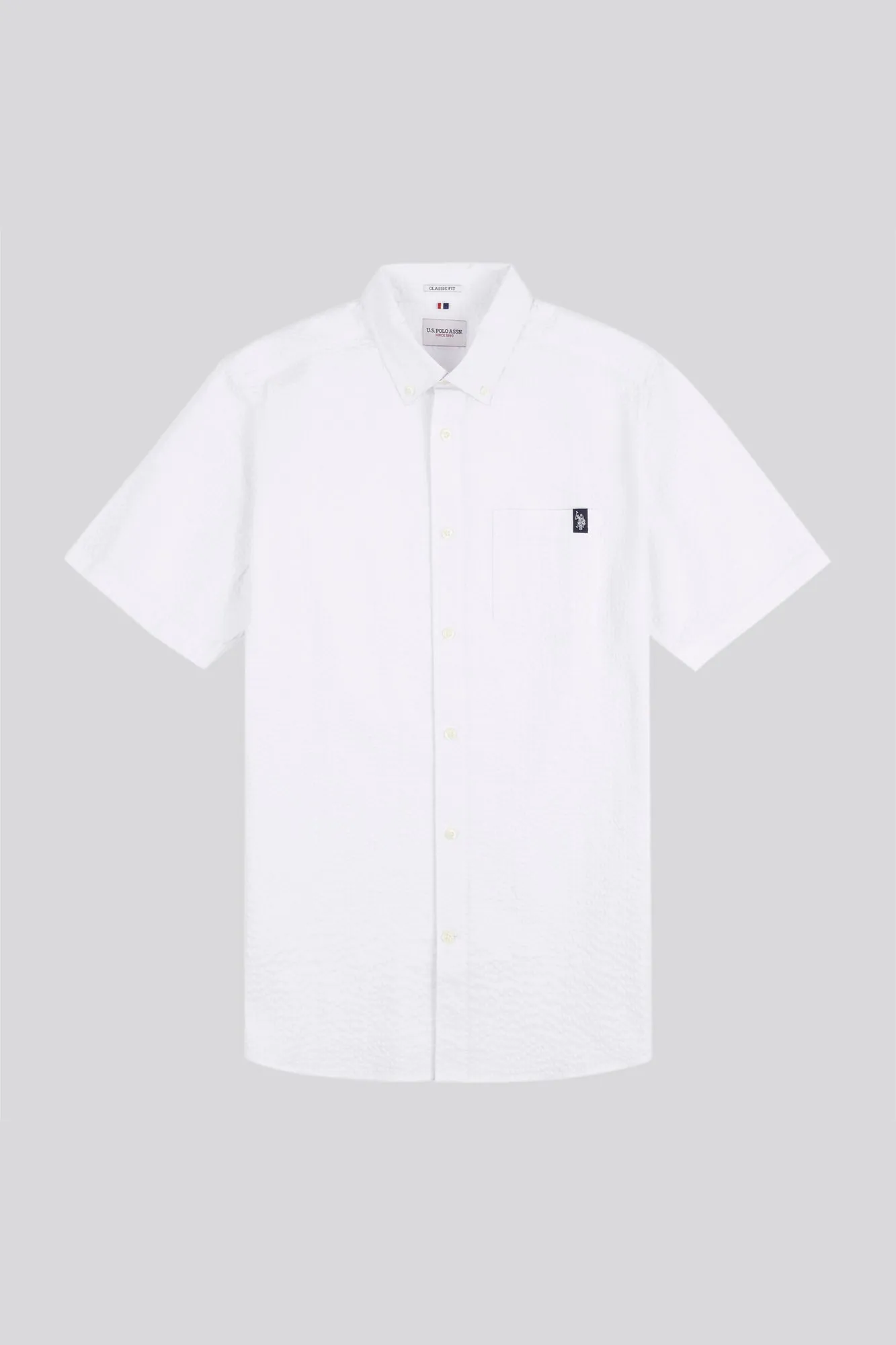 Mens Seersucker Short Sleeve Shirt in Bright White