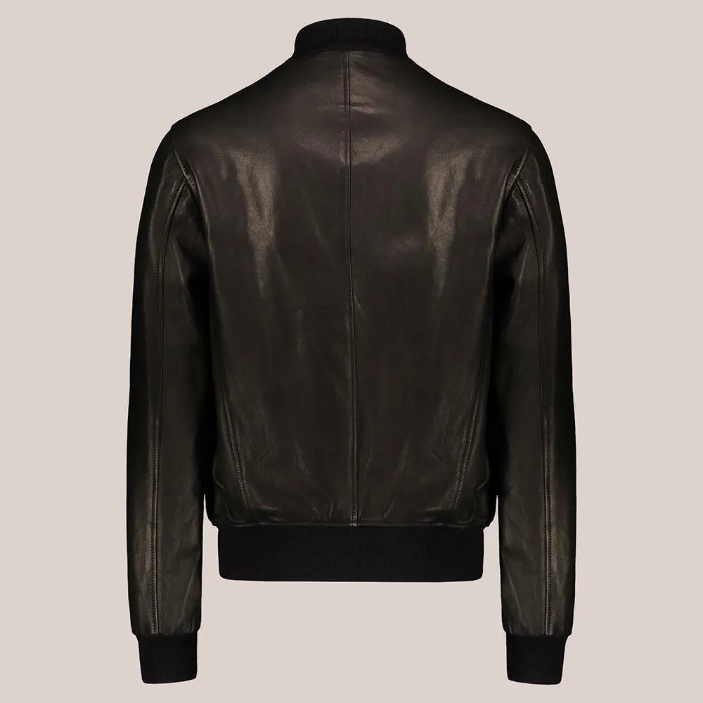 Men’s Vintage A-1 Black Lambskin Leather Bomber Jacket