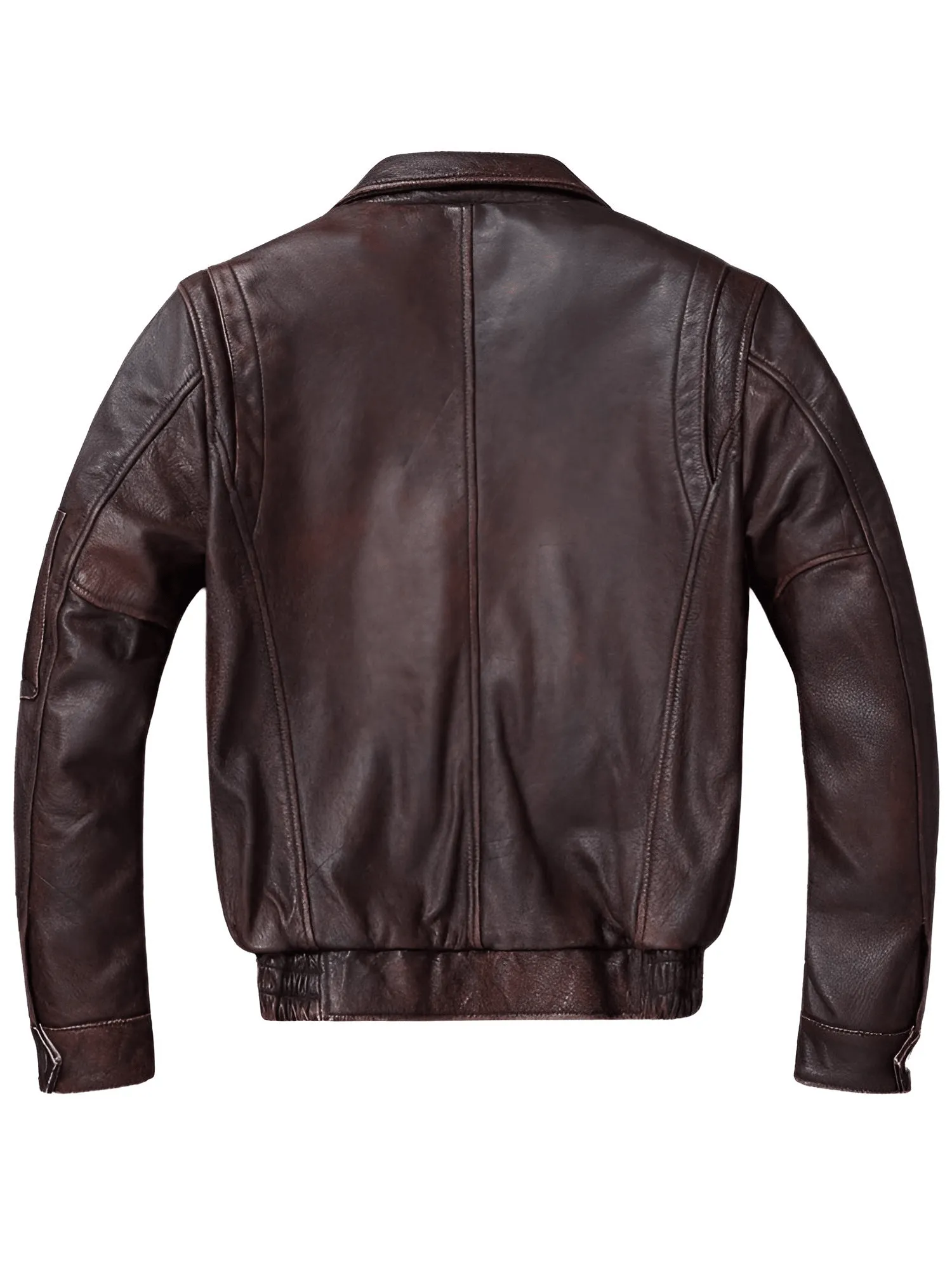 Men's Vintage Leather Jacket Stone Milled Cowhide Bomber Jacket Brown Calfskin Motorcycle Jacket