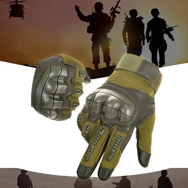 Military Full Finger Tactical Gloves - Hard Knuckle Army Special Forces Ops Fire Resistant Water Proof Gloves