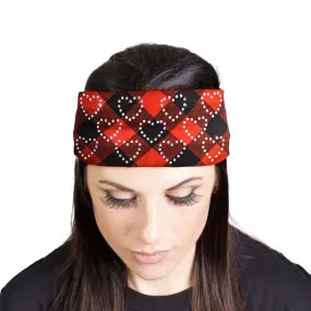 Milwaukee Leather | Bling Designed Wide Headbands-Headwraps for Women Biker Bandana with Plaid Red - MLA8034