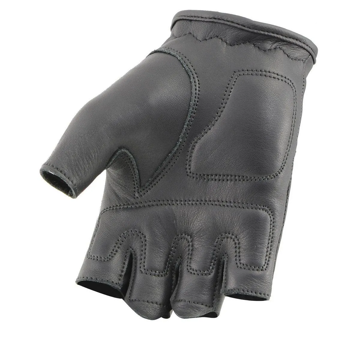 Milwaukee Leather MG7780 Women's Black Leather Perforated Fingerless Motorcycle Gloves - Gel Padded Palm Biker Gloves