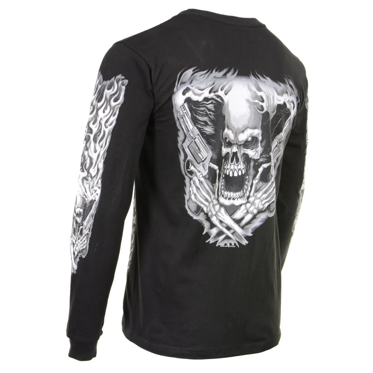 Milwaukee Leather MPMH117002 Mens 'Assassin' Double Sided Black Long Sleeve T-Shirt