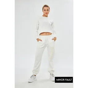 (Minor Fault) White Oversized Printed Joggers