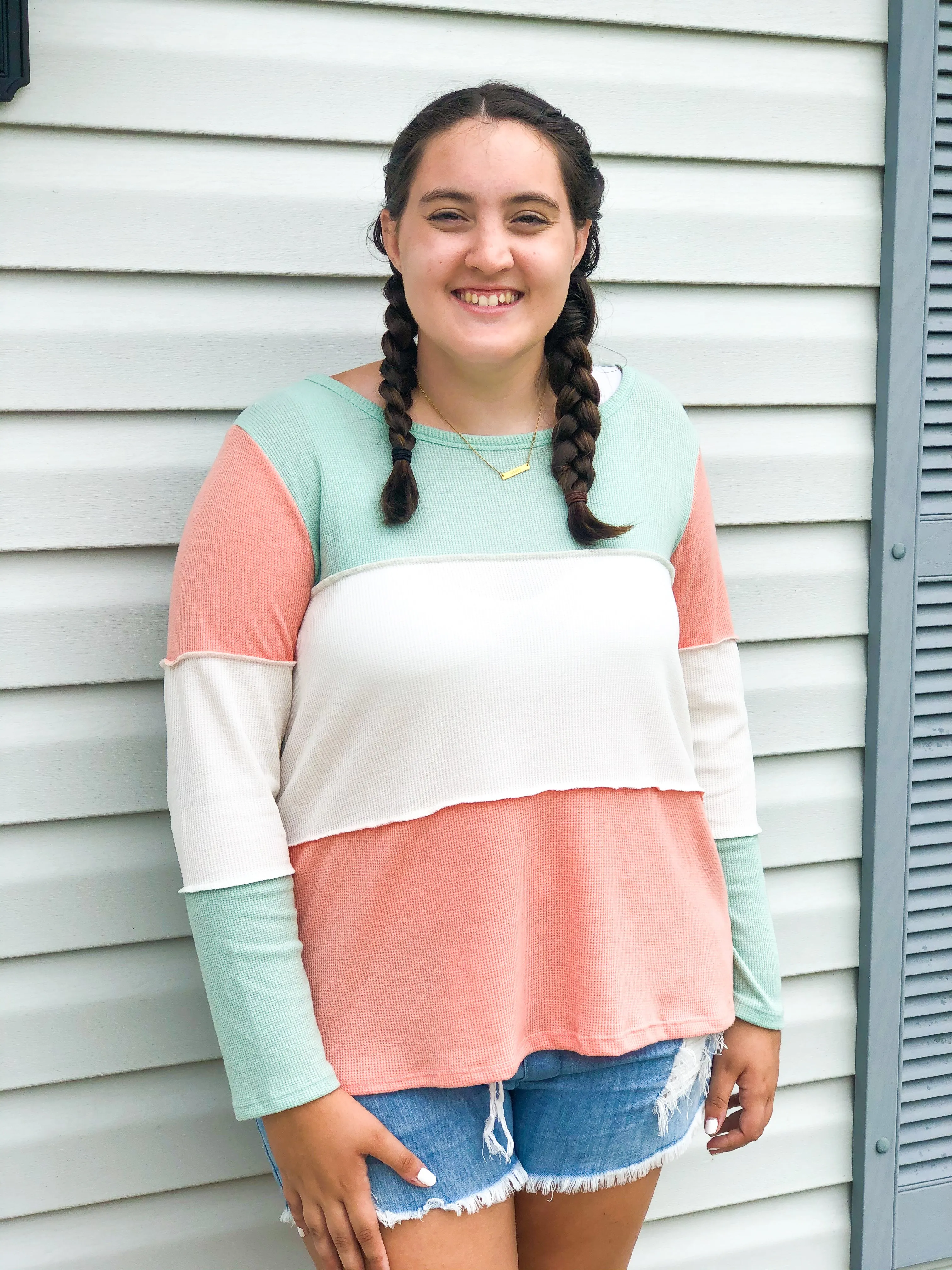 Mint   Peach Soft Summer Sweater