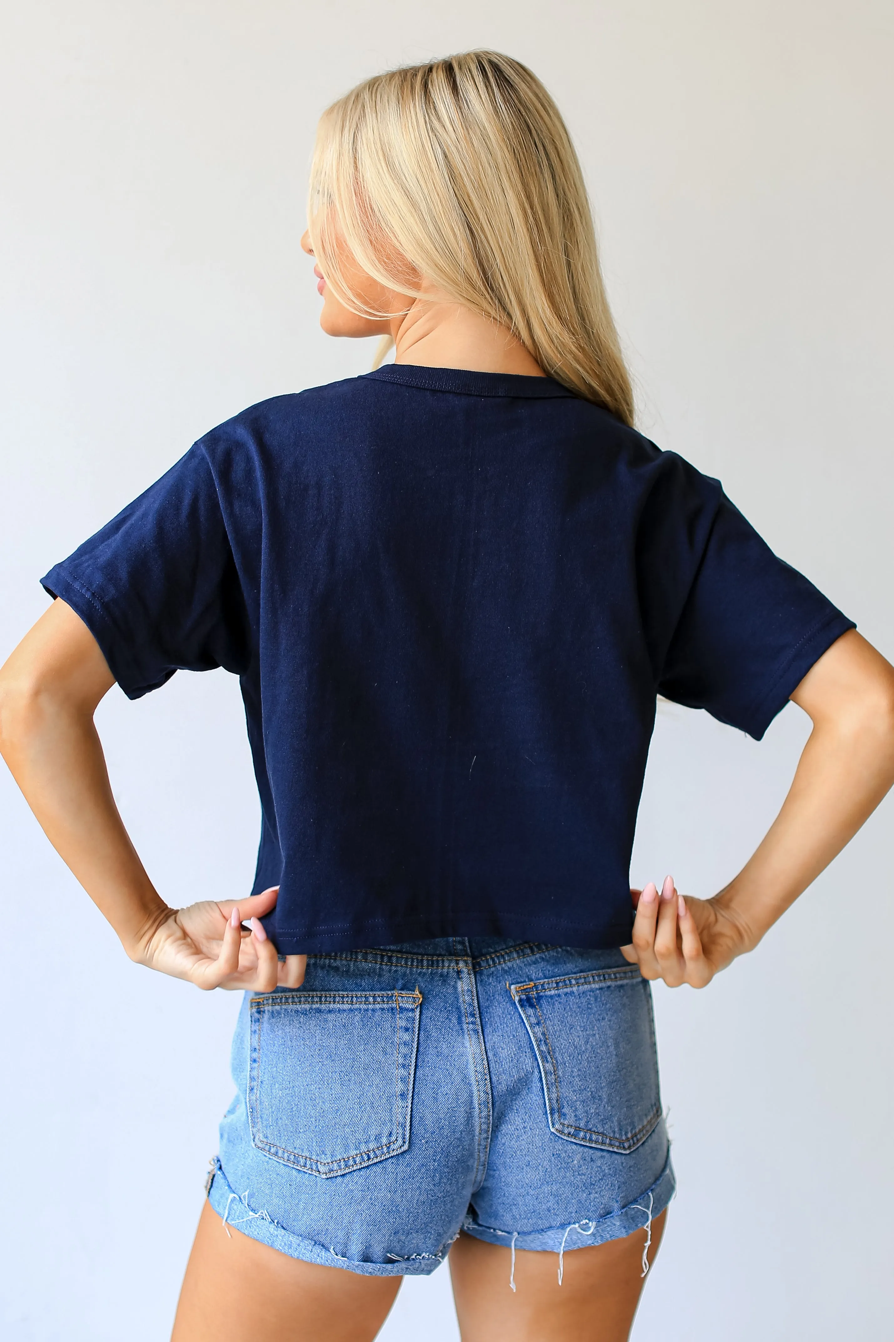 Navy Atlanta Baseball Cropped Tee