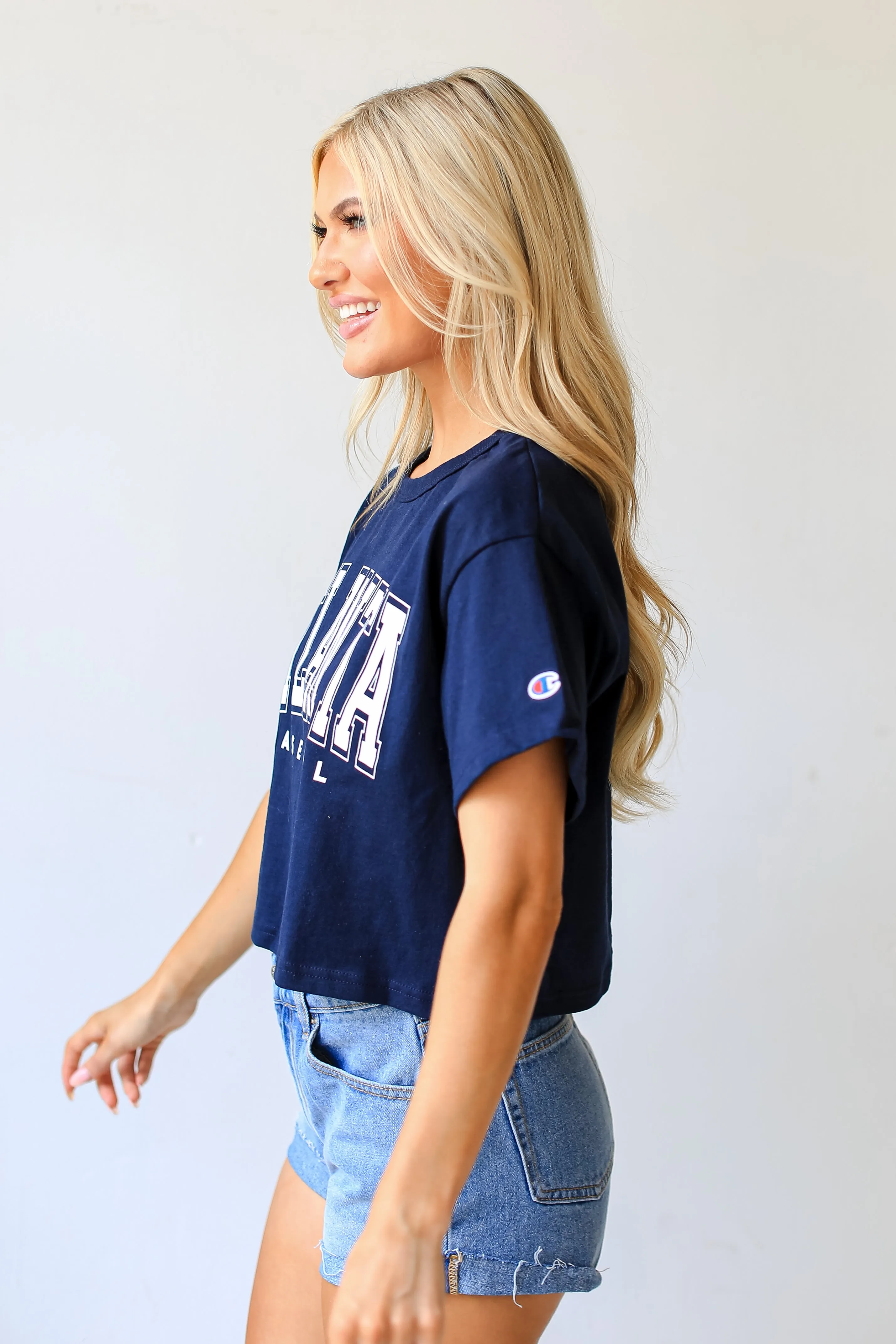 Navy Atlanta Baseball Cropped Tee