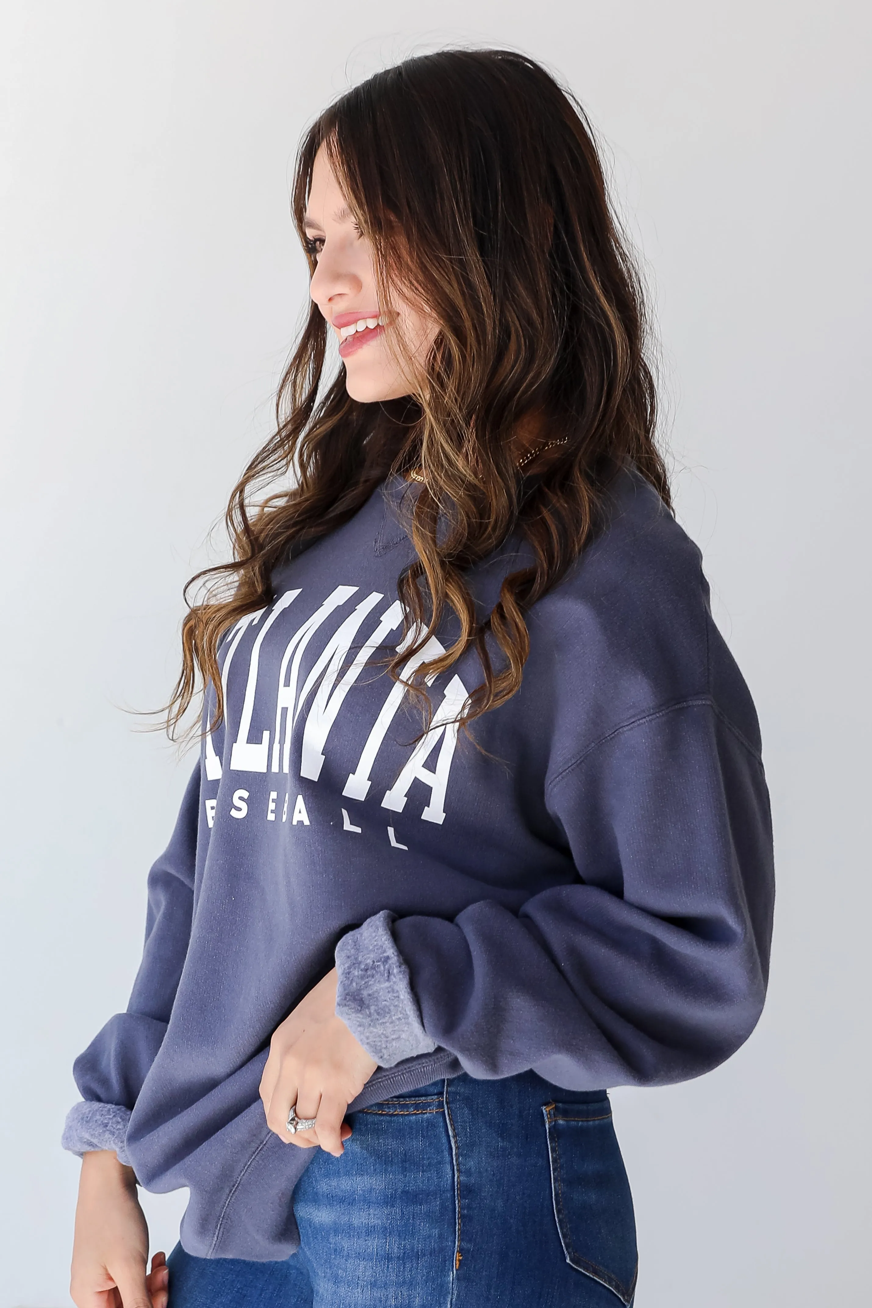 Navy Atlanta Baseball Sweatshirt