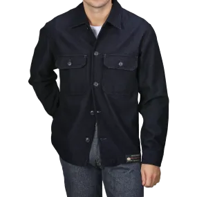 Navy Blue Wool Cotton Greto Overshirt