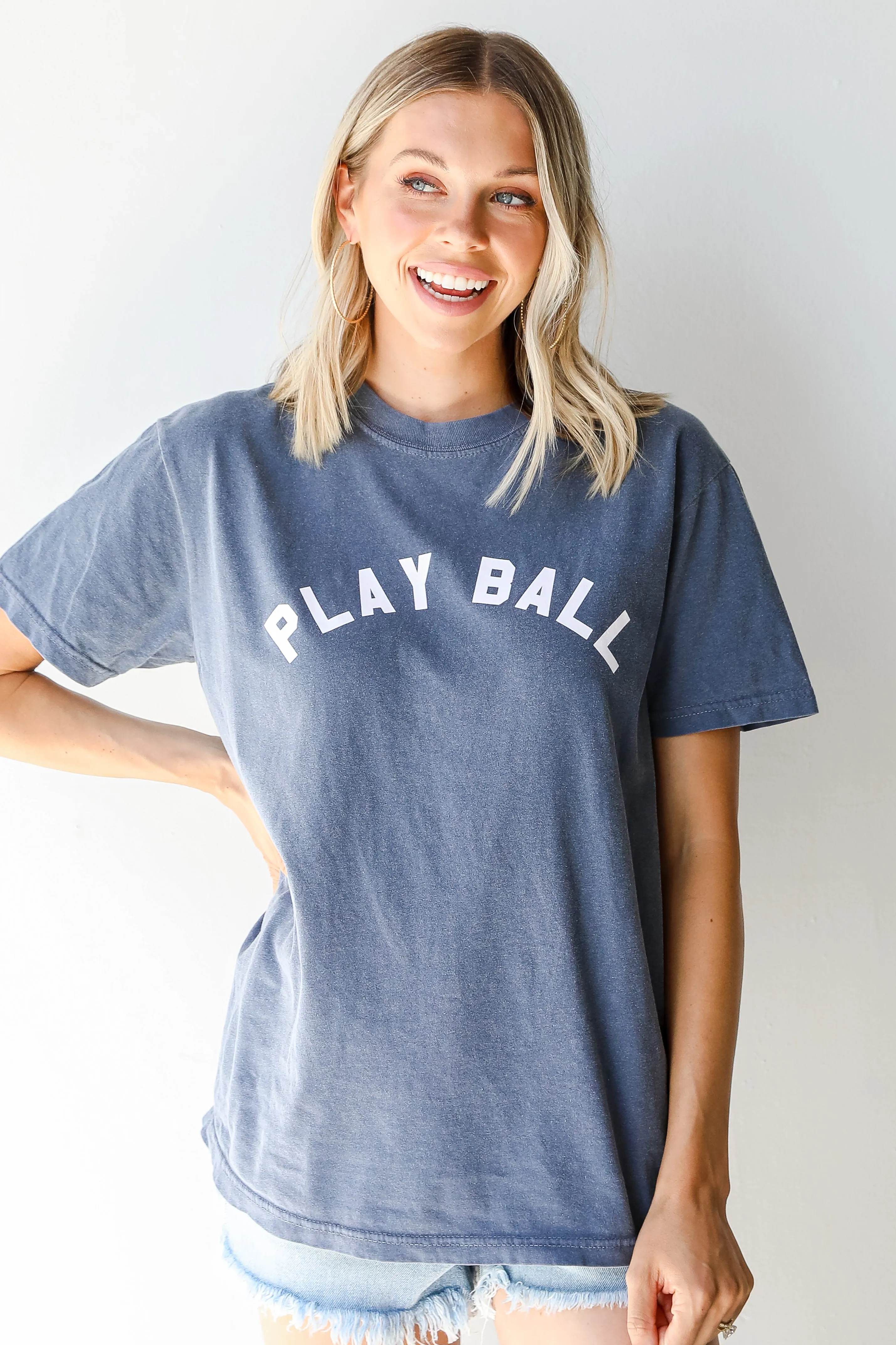 Navy Play Ball Graphic Tee