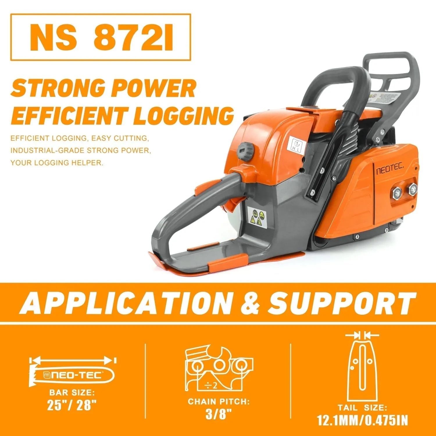 Neo-tec Chainsaw NS872i 70cc 72cc 24in 24 25 inch Best Chinese Chainsaw Worldwide Shipping