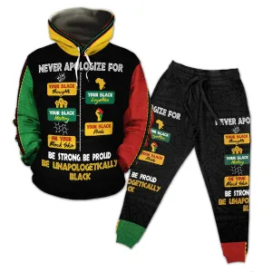 Never Apologize For Your Pride All-over Hoodie And Joggers Set