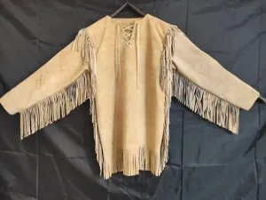 New Men Handmade Native American Mountain Man Buckskin Leather War Shirt