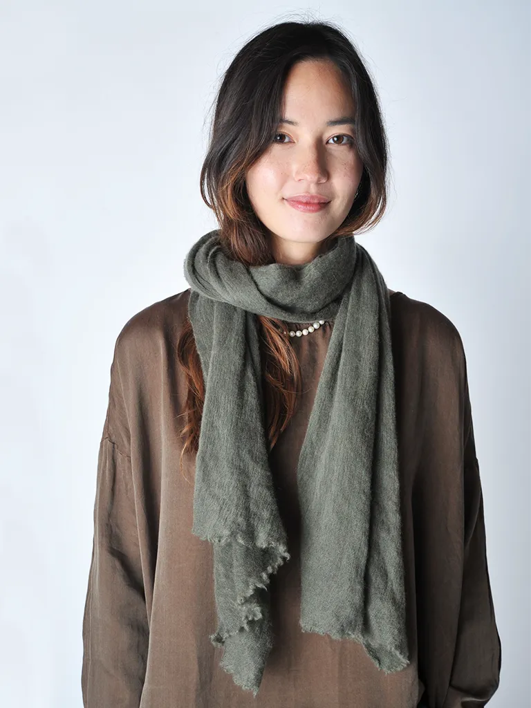 Olive Melange Knit Scarf