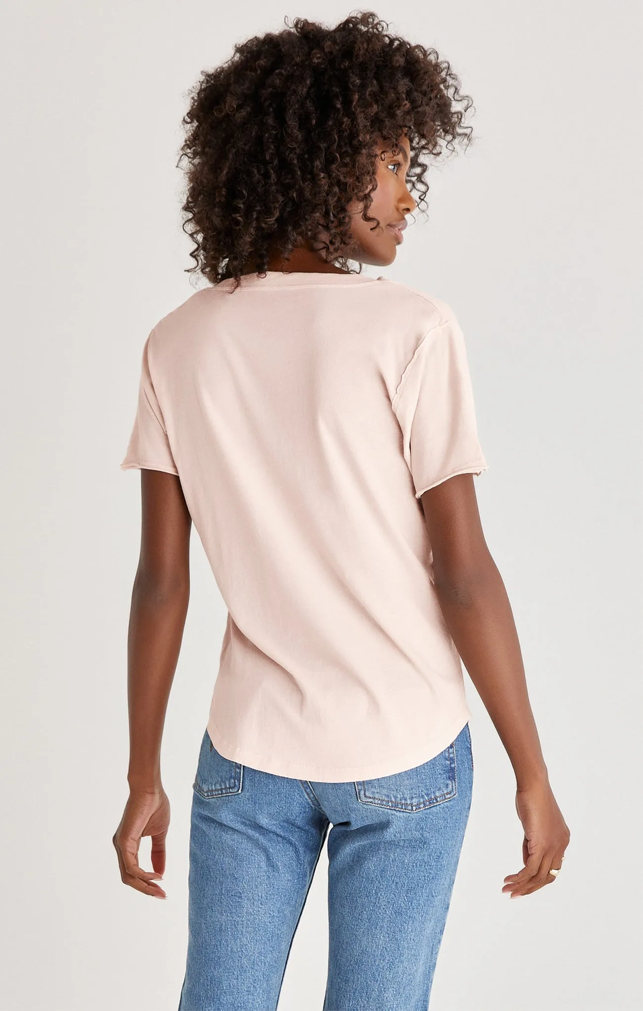 Organic Cotton V-Neck Tee - Pink Sky