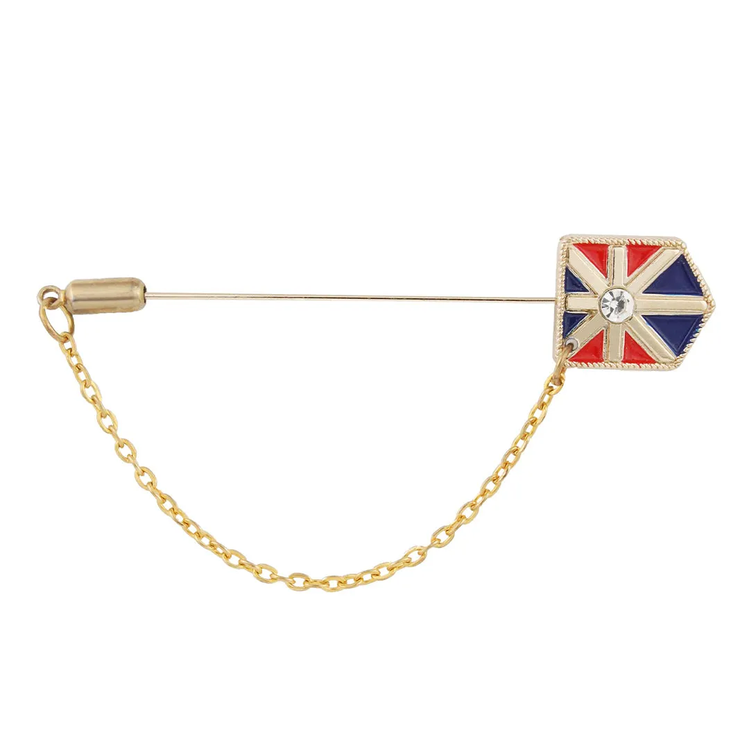 Peluche Union Jack Golden, Red and Navy Blue Colored Lapel Pin for Men